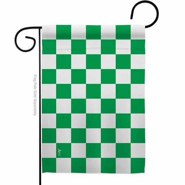 Guarderia Green Checker Novelty Merchant 13 x 18.5 in. Double-Sided Decorative Horizontal Garden Flags for GU3904839